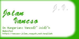 jolan vancso business card